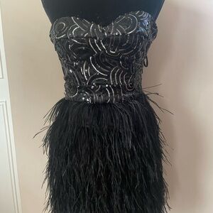 Bebe Black Textured Dress XS